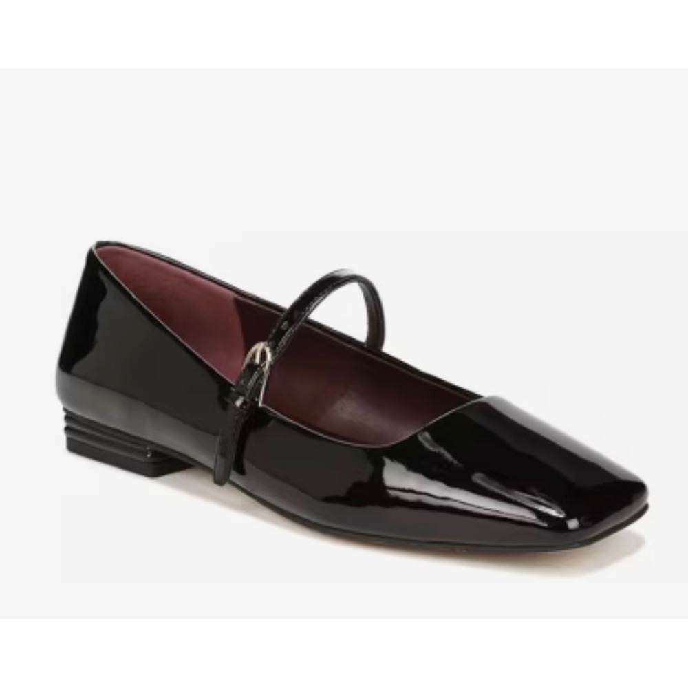 Franco Sarto Tinsley Black Patent Square Toe Mary Jane Flats Size 7.5